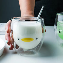 Load image into Gallery viewer, 250ml Cute Animal Glass Cup Creative Double-layer Water Glass