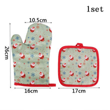 Load image into Gallery viewer, 2pcs/set Christmas Baking Anti-Hot Gloves Pad Oven Dining BBQ Kitchen Mat