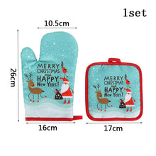 Load image into Gallery viewer, 2pcs/set Christmas Baking Anti-Hot Gloves Pad Oven Dining BBQ Kitchen Mat