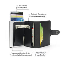 Load image into Gallery viewer, PU Leather Aluminum Case Slim RFID Blocking Wallet ID Credit Card Holder