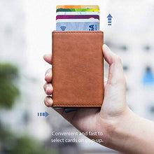 Load image into Gallery viewer, PU Leather Aluminum Case Slim RFID Blocking Wallet ID Credit Card Holder