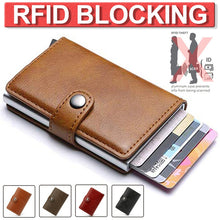 Load image into Gallery viewer, PU Leather Aluminum Case Slim RFID Blocking Wallet ID Credit Card Holder
