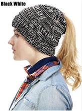 Load image into Gallery viewer, Women Knit Cap Winter Crochet Stretch Knitted Ponytail Beanie Holey Warm Caps