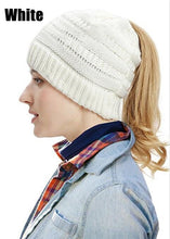 Load image into Gallery viewer, Women Knit Cap Winter Crochet Stretch Knitted Ponytail Beanie Holey Warm Caps