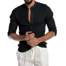 Load image into Gallery viewer, Men's Cotton Linen Shirt Loose Tops Long Sleeve Tee Casual Shirt