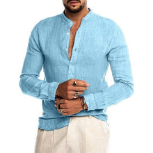 Load image into Gallery viewer, Men's Cotton Linen Shirt Loose Tops Long Sleeve Tee Casual Shirt