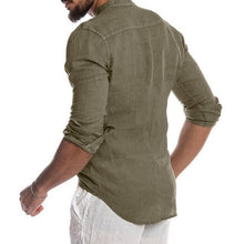 Load image into Gallery viewer, Men's Cotton Linen Shirt Loose Tops Long Sleeve Tee Casual Shirt