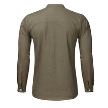 Load image into Gallery viewer, Men's Cotton Linen Shirt Loose Tops Long Sleeve Tee Casual Shirt