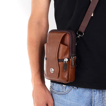 Load image into Gallery viewer, Fashion Men PU Leather Waist Bag, Multifunction Fanny Pack, Large Capacity Belt Bag