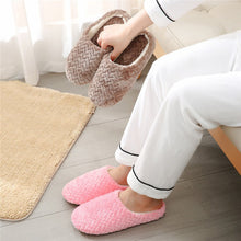 Load image into Gallery viewer, Womens Mens Striped Warm Anti-slip Shoes Soft Cotton Slippers Home Indoor Sandal