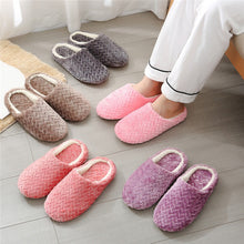 Load image into Gallery viewer, Womens Mens Striped Warm Anti-slip Shoes Soft Cotton Slippers Home Indoor Sandal