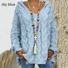 Load image into Gallery viewer, New Women's Warm Hooded Long-sleeved Knitted Sweater Cardigan