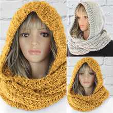 Load image into Gallery viewer, Women's Fashion Hooded Scarf Pure Color Woolen Hat Bib Knitted Scarf