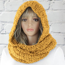 Load image into Gallery viewer, Women's Fashion Hooded Scarf Pure Color Woolen Hat Bib Knitted Scarf