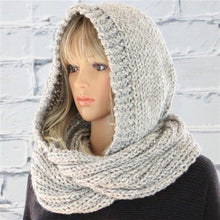 Load image into Gallery viewer, Women's Fashion Hooded Scarf Pure Color Woolen Hat Bib Knitted Scarf
