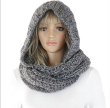 Load image into Gallery viewer, Women's Fashion Hooded Scarf Pure Color Woolen Hat Bib Knitted Scarf