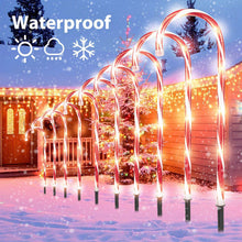 Load image into Gallery viewer, 5 Pack Christmas Pathway Candy Cane Light USB Street Lamp Outdoor Garden Yard Decoration