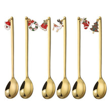Load image into Gallery viewer, 6Pcs Christmas Coffee Spoons Stainless Steel Tea Scoops Kids Spoon Set