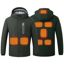 Load image into Gallery viewer, USB Heating Hooded 8 Zone Heated Men Jackets Waterproof Outdoor Coat Windbreaker