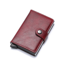 Load image into Gallery viewer, PU Leather Aluminum Case Slim RFID Blocking Wallet ID Credit Card Holder