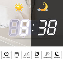 Load image into Gallery viewer, 3D Large LED Digital Wall Clock Date Time Celsius Nightlight