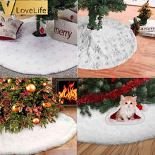 Load image into Gallery viewer, White Christmas Tree Skirt Plush Faux Fur Xmas Tree Carpet