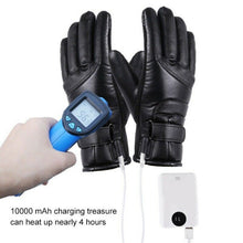 Load image into Gallery viewer, Black Waterproof USB Powered Heated Leather Gloves