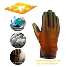 Load image into Gallery viewer, Black Waterproof USB Powered Heated Leather Gloves