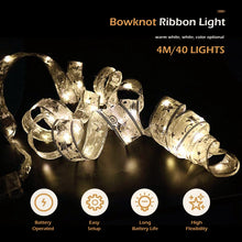 Load image into Gallery viewer, 40 LED 4m Copper Wire Ribbon Bows Lights