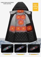 Load image into Gallery viewer, USB Heating Hooded 8 Zone Heated Men Jackets Waterproof Outdoor Coat Windbreaker