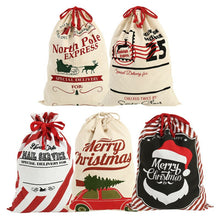 Load image into Gallery viewer, Cotton Burlap Santa Xmas Personalize Present Bag