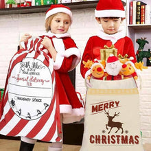 Load image into Gallery viewer, Cotton Burlap Santa Xmas Personalize Present Bag