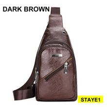 Load image into Gallery viewer, Men PU USB Charging Shoulder Bag