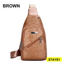 Load image into Gallery viewer, Men PU USB Charging Shoulder Bag