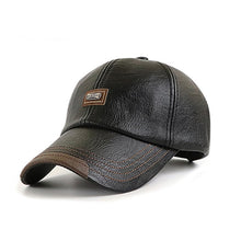 Load image into Gallery viewer, Autumn And Winter Plus Velvet Cap PU Leather Baseball Cap For Men