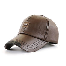 Load image into Gallery viewer, Autumn And Winter Plus Velvet Cap PU Leather Baseball Cap For Men