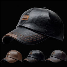 Load image into Gallery viewer, Autumn And Winter Plus Velvet Cap PU Leather Baseball Cap For Men