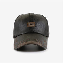 Load image into Gallery viewer, Autumn And Winter Plus Velvet Cap PU Leather Baseball Cap For Men