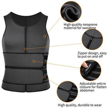 Load image into Gallery viewer, Men Neoprene Zipper Waist Trainer Vest Body Shaper with Two Belt
