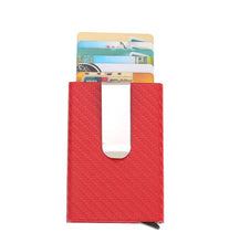 Load image into Gallery viewer, PU Carbon Fiber ID Metal Credit Card Wallet