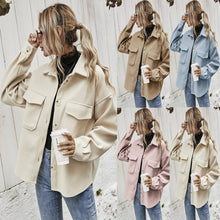 Load image into Gallery viewer, Autumn/winter lapel single breasted thick plain shirt wool