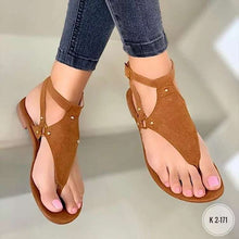 Load image into Gallery viewer, Ladies slip-on herringbone flat sandals