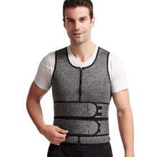 Load image into Gallery viewer, Men Neoprene Zipper Waist Trainer Vest Body Shaper with Two Belt