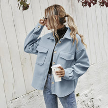 Load image into Gallery viewer, Autumn/winter lapel single breasted thick plain shirt wool