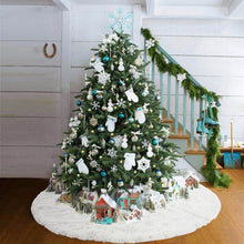 Load image into Gallery viewer, White Christmas Tree Skirt Plush Faux Fur Xmas Tree Carpet