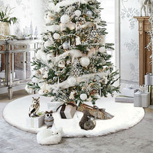 Load image into Gallery viewer, White Christmas Tree Skirt Plush Faux Fur Xmas Tree Carpet