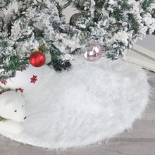 Load image into Gallery viewer, White Christmas Tree Skirt Plush Faux Fur Xmas Tree Carpet