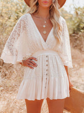 Load image into Gallery viewer, Women White Boho Swing Ruffle Dress