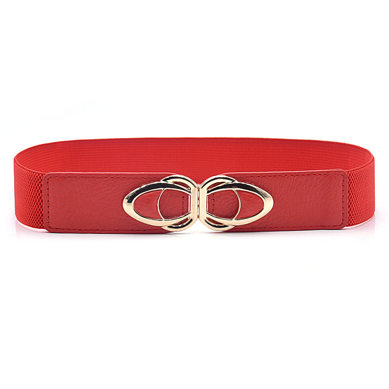 PU Leather Elastic Wide Belt for Women