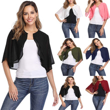 Load image into Gallery viewer, Women&#39;s Seven-point Sleeve See-through Cardigan Chiffon Cardigan Cape
